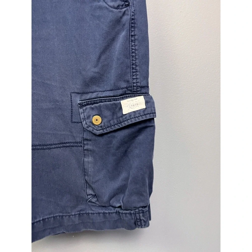 Chaps‎ Cargo Shorts Boys 18 Blue Solid Utility Multi-Pocket 100% Cotton
